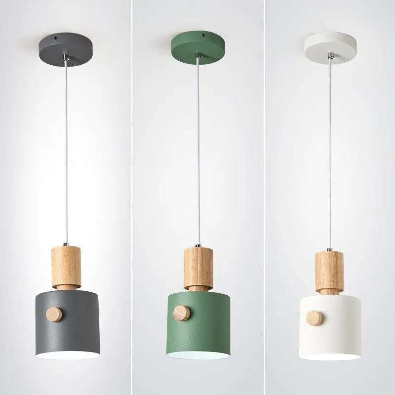 Afralia™ Nordic Wooden Pendant Lights LED Macaron Hanging for Living Dining Bedroom