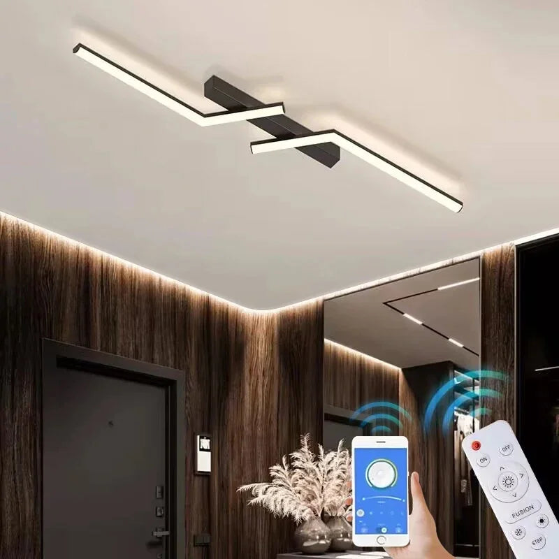 Afralia™ Modern Black LED Ceiling Chandelier for Corridor Bedroom Hallway Dining Room