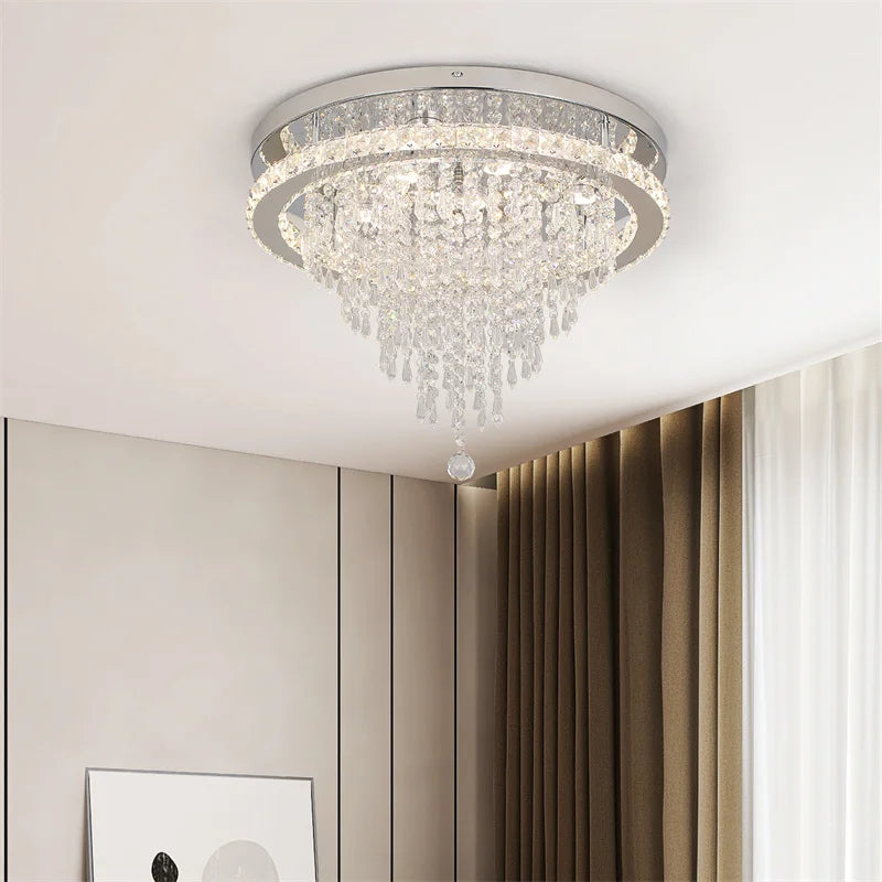 Afralia™ Crystal Ceiling Lamp Smart LED Chandelier Remote Control Hanging Decor