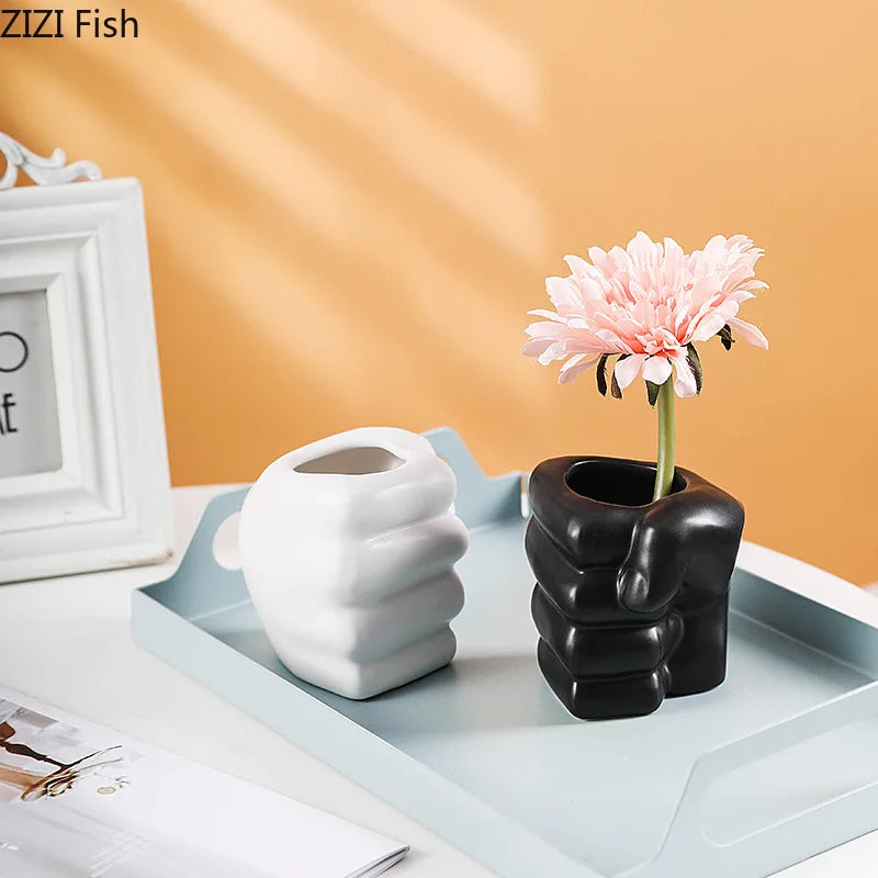 Afralia™ Ceramic Fist Vase for Stylish Room Decor & Flower Arrangement