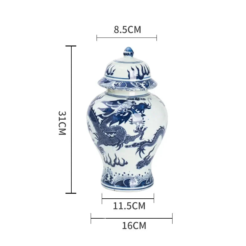 Afralia™ Blue White Porcelain General Jar: Ceramic Tea Caddy Candy Pot Storage Container