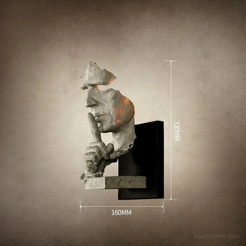 Afralia™ Retro Silence Is Gold Resin Wall Lamp for Home Entrance and Study Room Decor