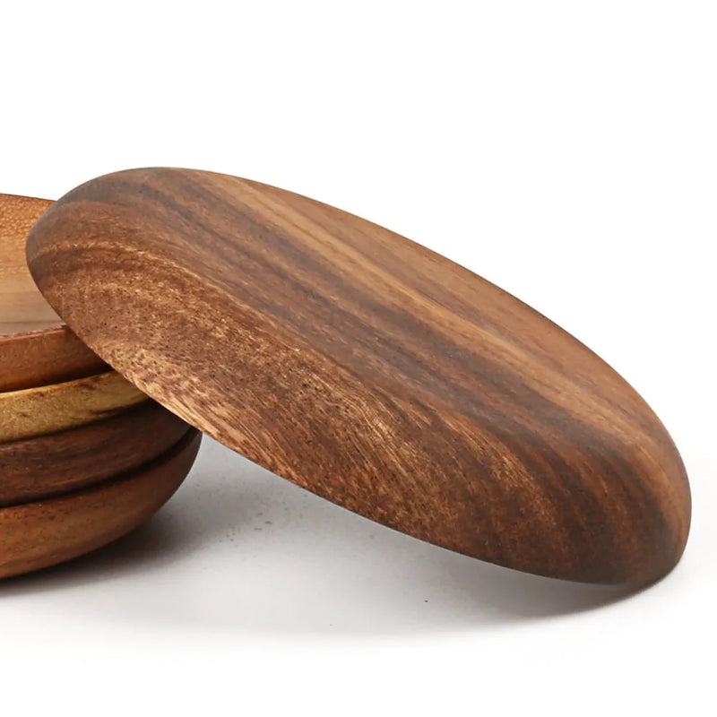 Afralia™ Beech Wooden Round Plate for Snacks, Sushi & Fruits