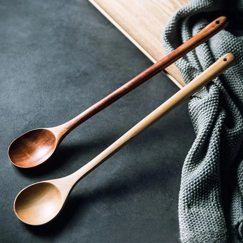 Afralia™ Lotus Wooden Spoon: Eco-Friendly Long Handle Salad Cooking Utensil