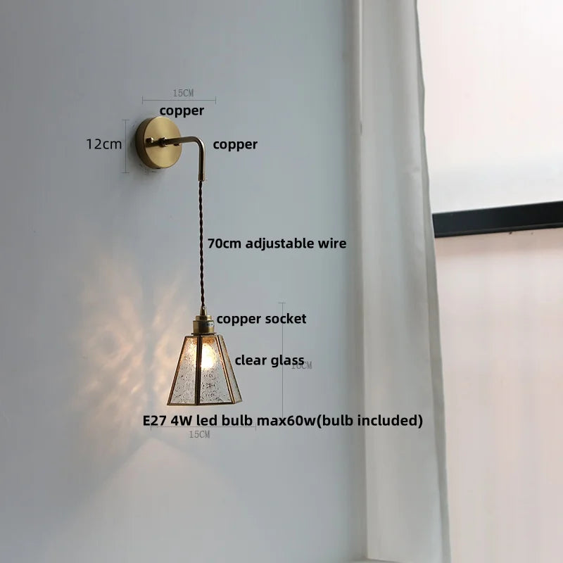 Afralia™ Modern Clear Glass LED Wall Light with Pull Chain for Bar, Cafe, Bathroom Mirror