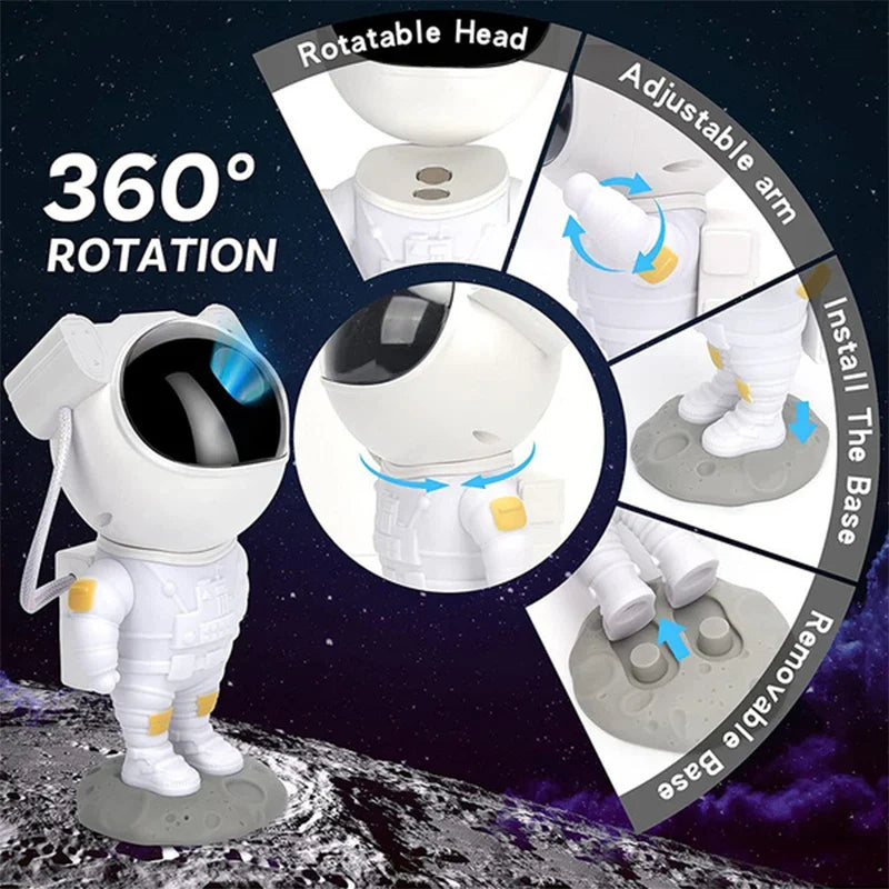 Afralia™ Astronaut Star Night Light Projector for Kids Bedroom - Starry Galaxy Projection Toy