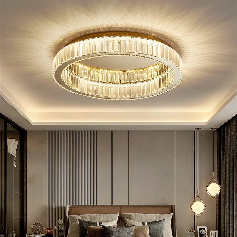 Afralia™ Crystal Circle Chandelier: Modern Nordic LED Ceiling Lamp for Living Room, Bedroom, Study