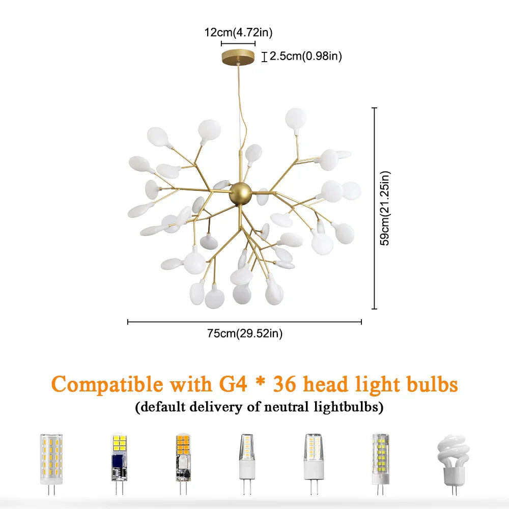 Afralia™ Firefly Ceiling Chandelier Pendant Lamp with G4 LED Lights for Home Décor