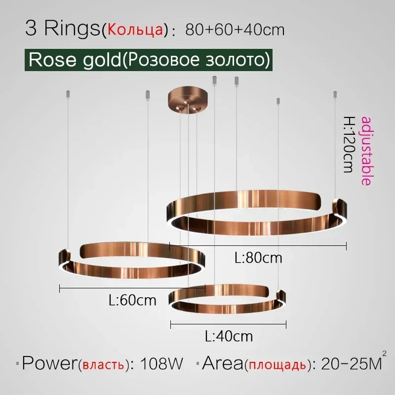 Afralia™ Minimalist Circle Rings Ceiling Chandelier Pendant Light for Home Decor