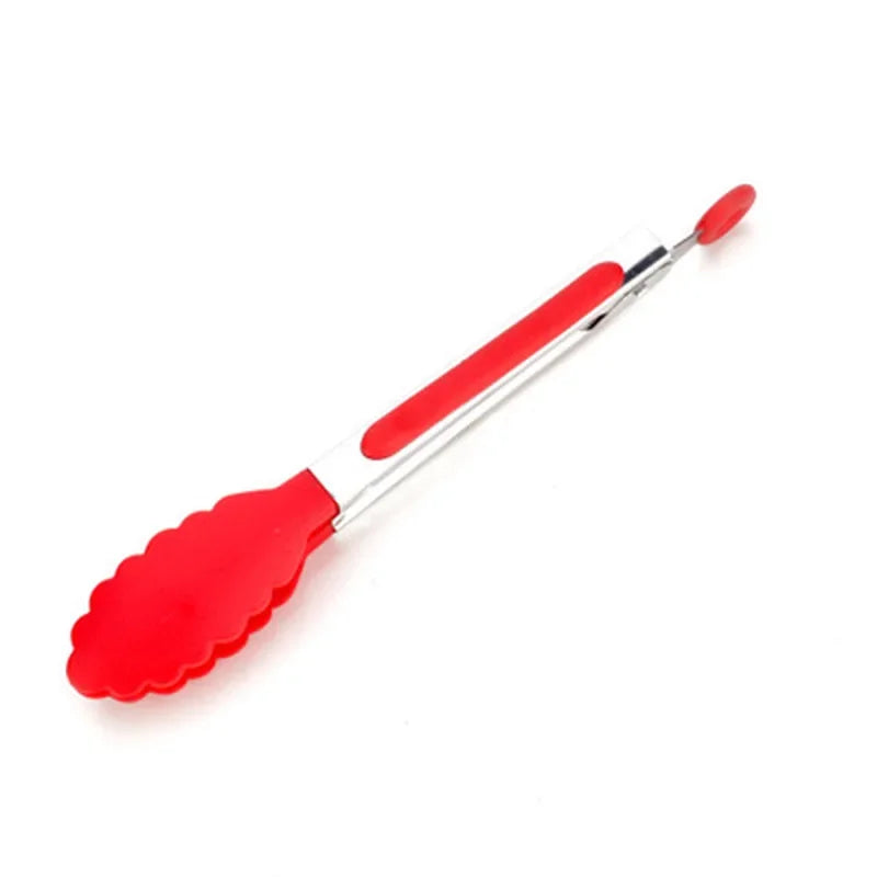 Afralia™ Silicone BBQ Grilling Tong Stainless Steel Food Clip Kitchen Gadget