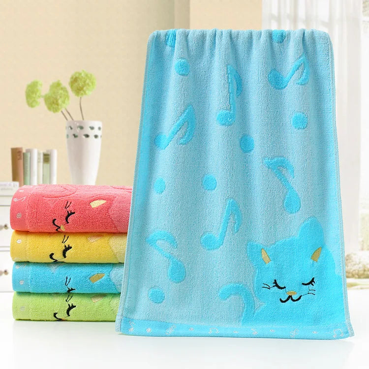 Afralia™ Kids Cute Kittens Bamboo Fiber Towel - Soft, Strong, High Quality