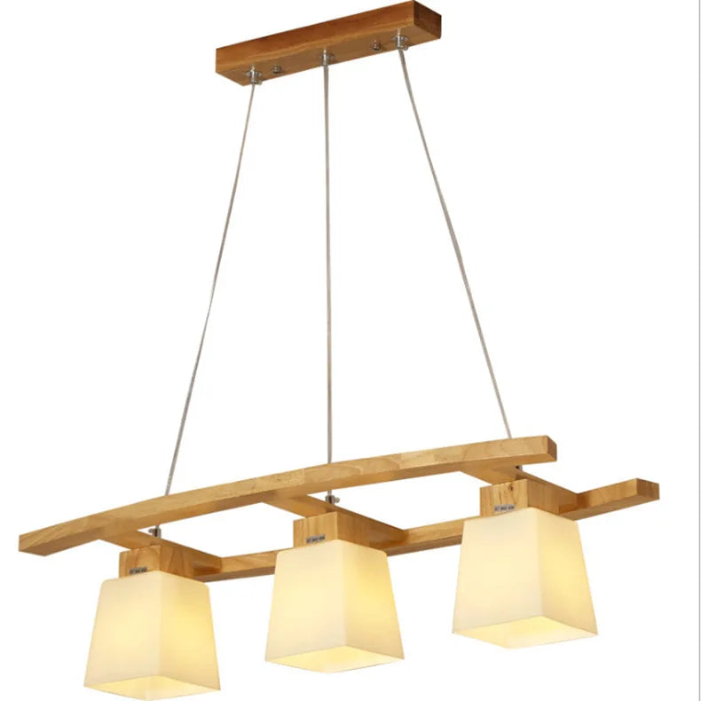 Afralia™ Nordic Wood Pendant Lights LED Modern Lamps for Dining Living Room - Japanese Style