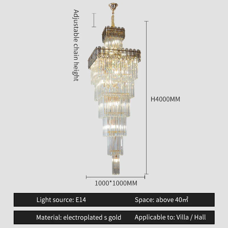 Afralia™ Nordic Duplex Villa Crystal Chandelier for Luxury Spaces