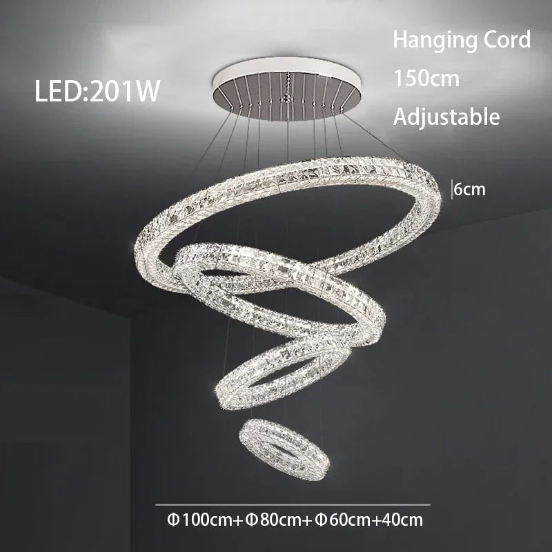 Afralia™ Modern Crystal Chandelier Chrome Golden Round Pendant Lights