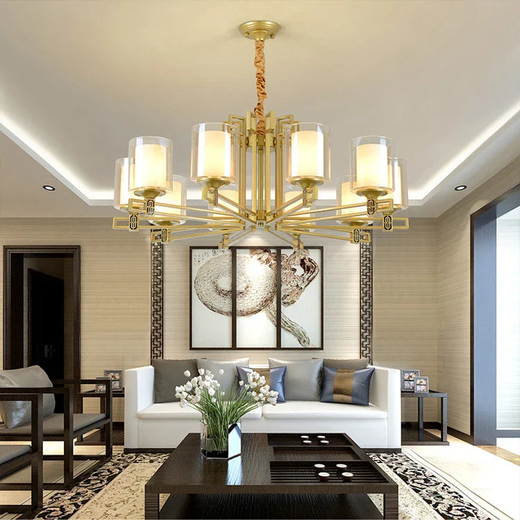 Afralia™ Zen Copper Chandelier for Living Room, Dining Room, Hotel, Restaurant