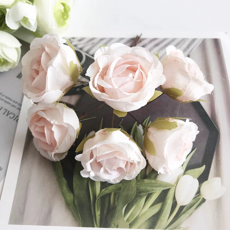 Afralia™ Retro Rayon Tea Roses Bouquet: Wedding and Home Decoration