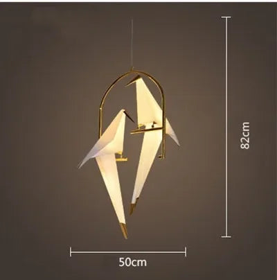 Afralia™ Crane Chandelier Iron LED Light for Bedroom Dining Children's Room