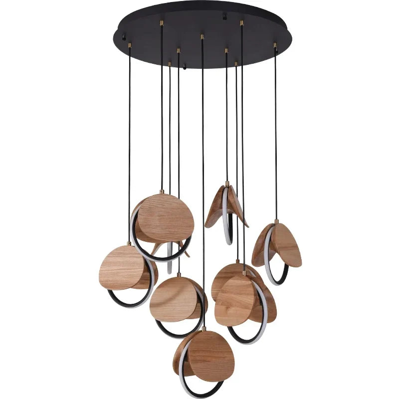 Afralia™ Solid Wood Pendant Light: Creative Art LED Lighting for Kitchen, Restaurant, and Home Decor