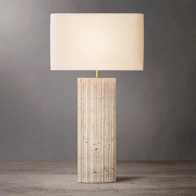 Afralia™ Large Brown Stone Fabric Table Lamp for Home Decoration in Living Room or Bedroom
