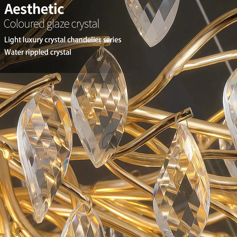 Afralia™ Crystal Chandelier: Modern Luxury Branch Pendant Light for Living Room, Lobby & Hotel