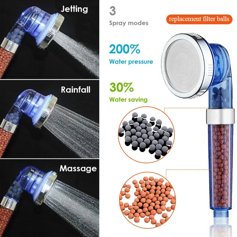 Afralia™ 3-Function Adjustable High Pressure Shower Head for Spa Experience