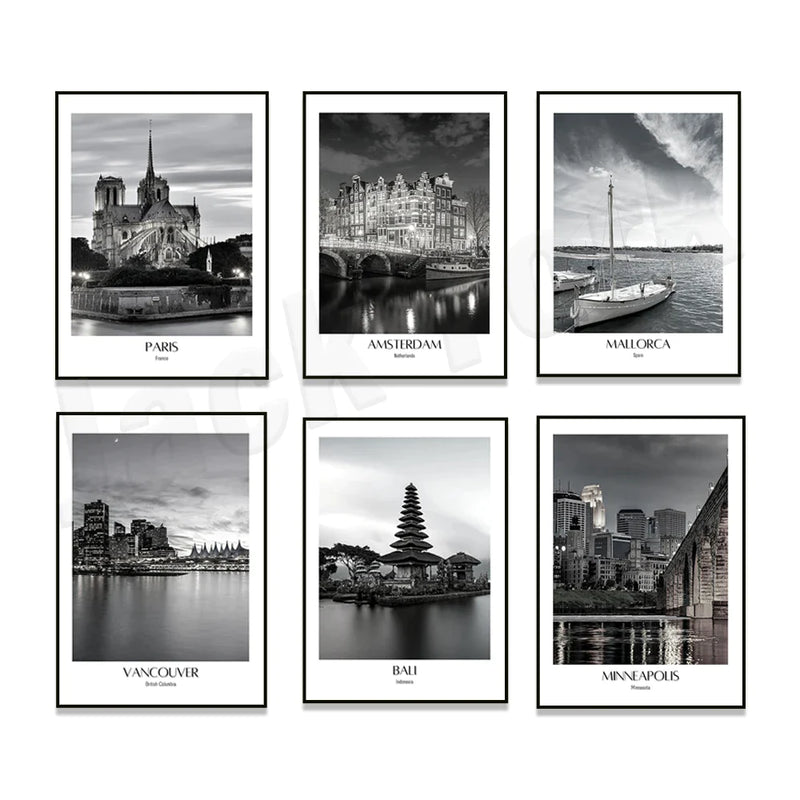 Afralia™ Travel Posters Collection: Porto, Bali, Paris, Vancouver - Wanderlust-inspired Art Prints