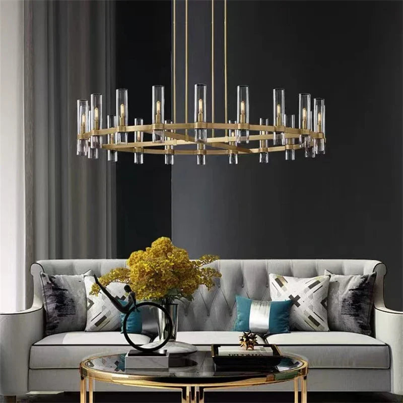 Afralia™ Chrome Glass Chandelier Pendant Lamp LED Lighting Loft Retro Foyer Chandelier