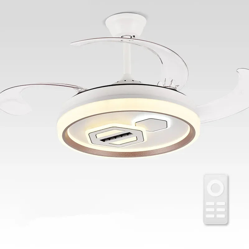 Afralia™ Adjustable Blade Ceiling Fan Light with Remote-Controlled LED - Elegant Home Decor