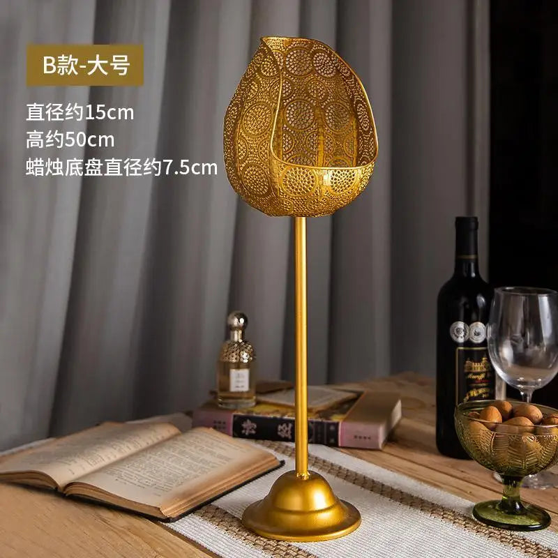 Afralia™ Romantic Wrought Iron Candlestick for Elegant Home Decor & Candlelit Dinners