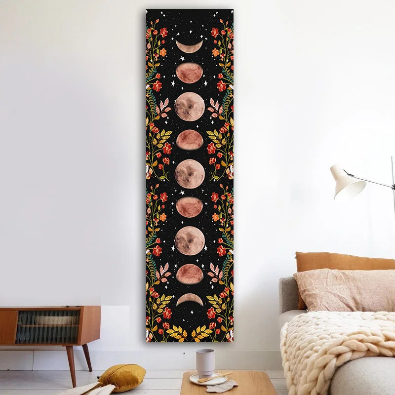 Afralia™ Moon Phase Flower Tapestry: Boho Wall Hanging & Home Decor