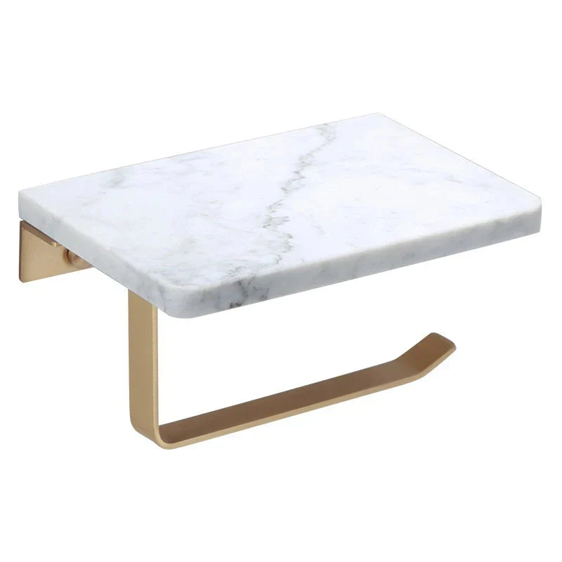 Afralia™ Gold Marble Toilet Paper Holder Tissue Box Stand Wall Mount Bathroom Rack