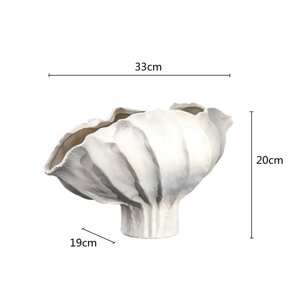 Afralia™ Ceramic Wavy Flower Vase - Home Decoration and Storage Organization