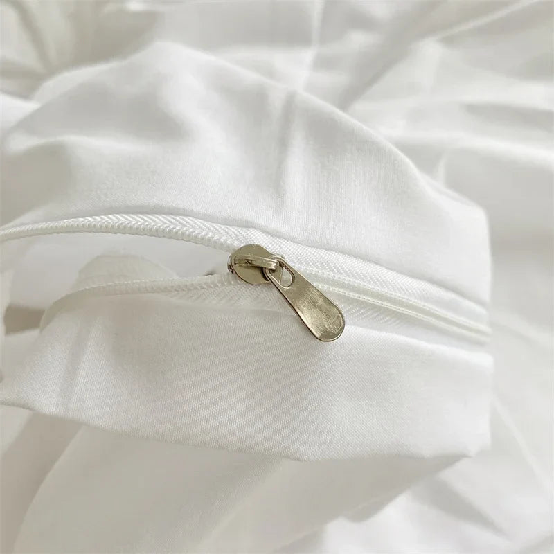Afralia™ Luxury Pinch Pleated Duvet Cover Set Queen - Solid Color Bedding Set