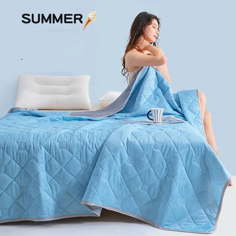 Afralia™ Summer Thin Silk Quilt, Lightweight Cool Silk Air-Conditioned Blanket