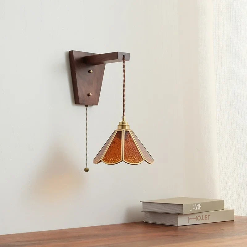 Afralia™ Nordic LED Glass Wall Lights for Bedroom, Living Room - Pull Chain Switch.