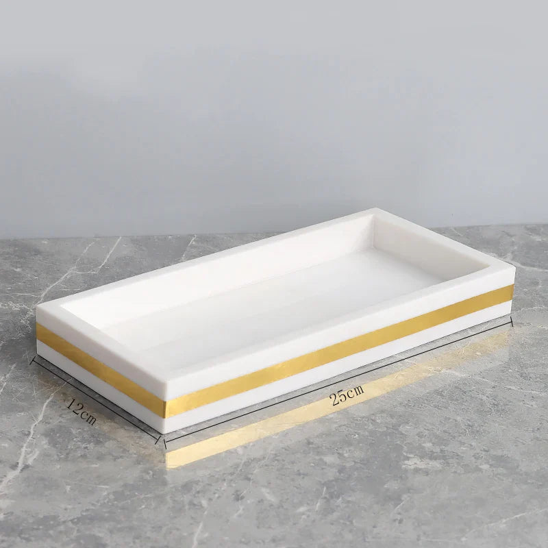 Afralia™ White Marble Gold Bathroom Set