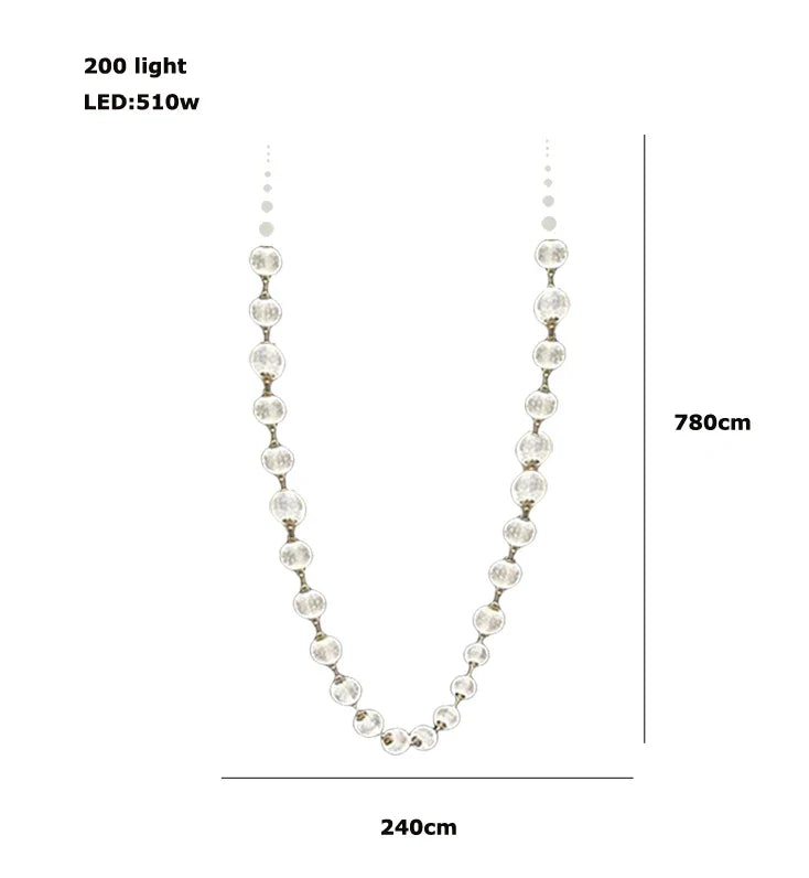 Afralia™ Pearl Necklace Design LED Chandelier for Dining Room Staircase Decor