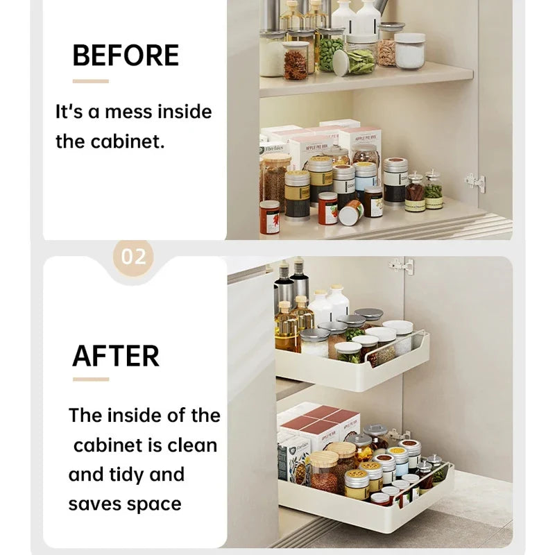 Afralia™ Kitchen Organizer Rack for Cabinets Storage and Tableware - Slide Dish Rack