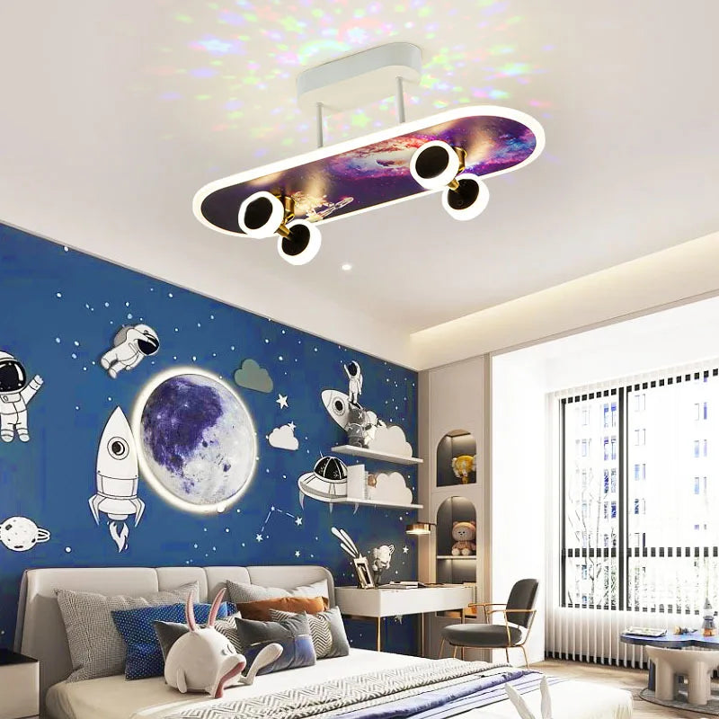 Afralia™ Cartoon Skateboard Ceiling Light for Children's Room