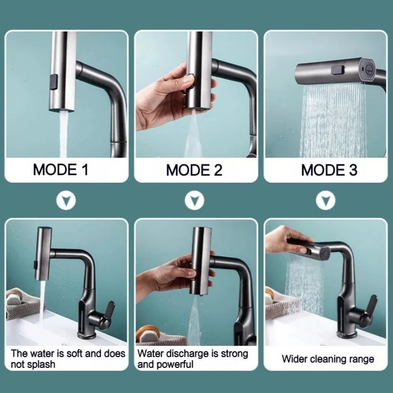 Afralia™ Digital Display Waterfall Basin Faucet with 3 Modes - Hot Cold Mixer Tap