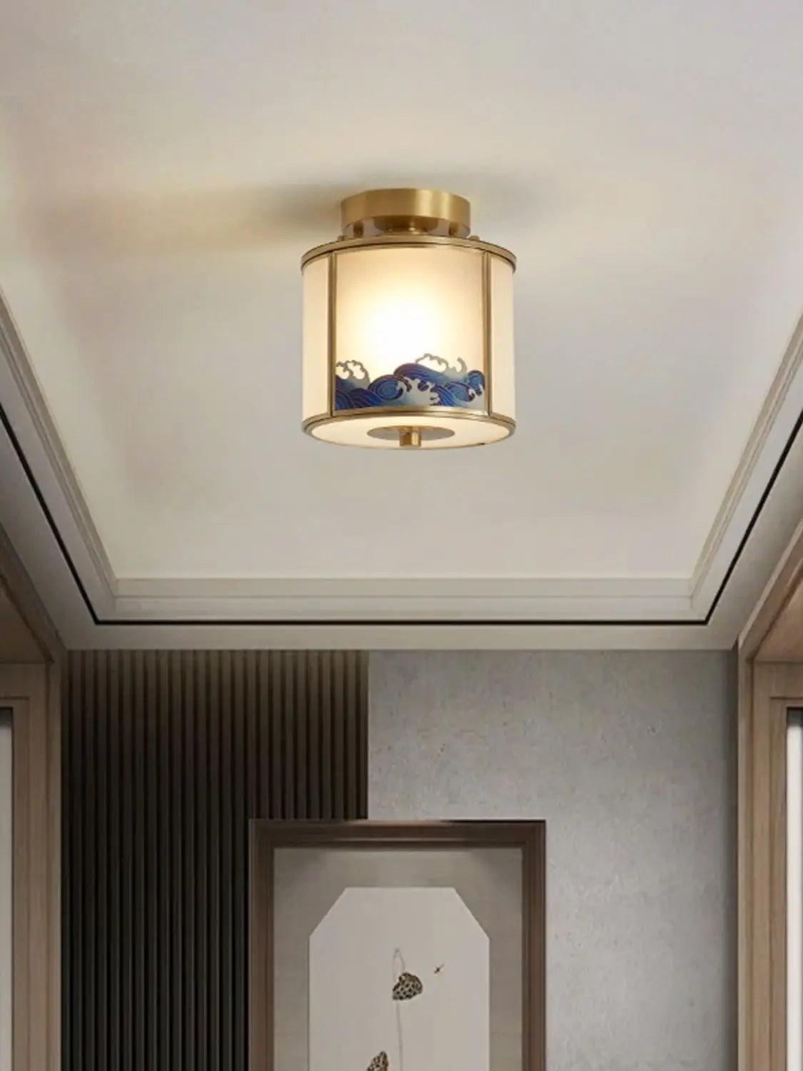 Afralia™ Chinese Style Copper Pendant Light for Bedroom, Aisle, and Headboard Zen Chandelier