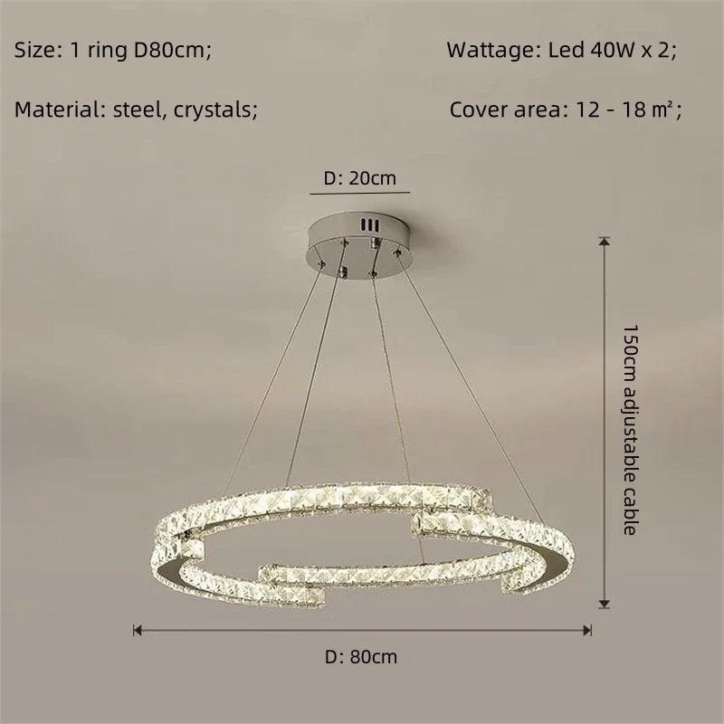 Afralia™ Crystal LED Chandelier Pendant Light Modern Luxury Foyer Ceiling Lamp