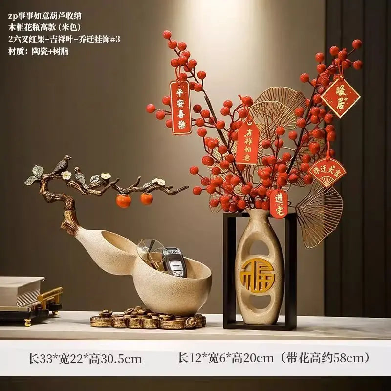 Afralia™ Chinese Gourd Key & Desktop Storage Decoration for Wealth Attraction