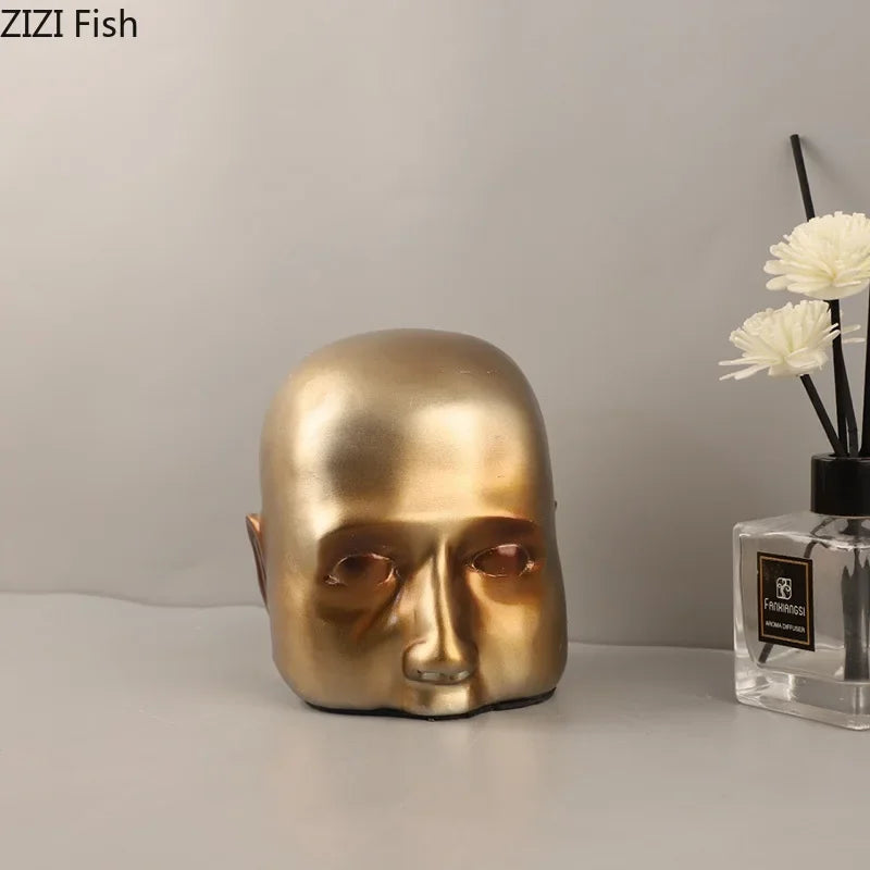 Afralia™ Abstract Resin Sculpture Ornament | Modern Golden Character Desk Decoration