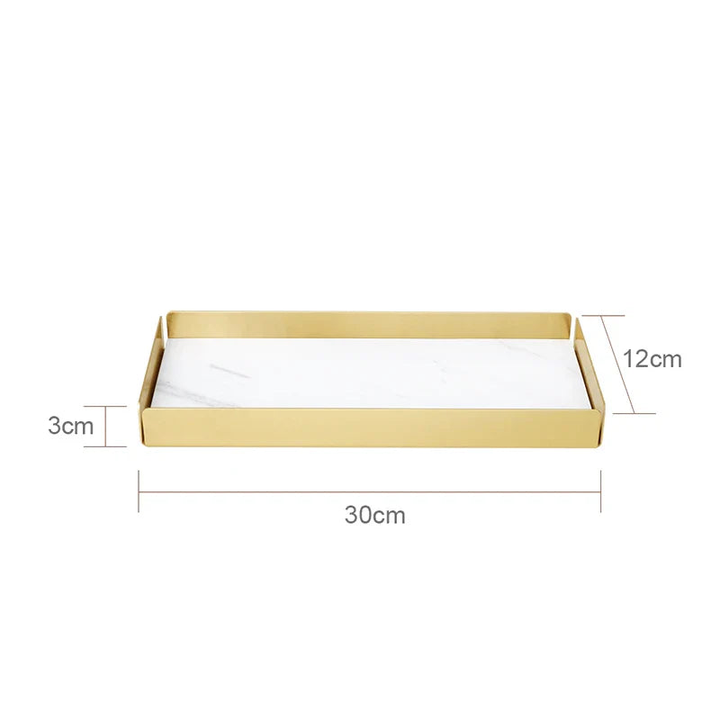 Afralia™ Marble Vanity Mirror Tray Luxury Bathroom Accessories