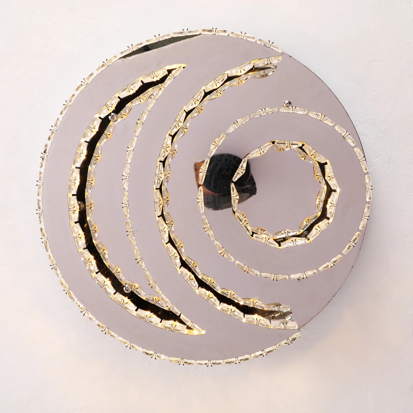 Afralia™ Crystal LED Sun Moon Chandelier Pendant Light for Living Dining Bedroom