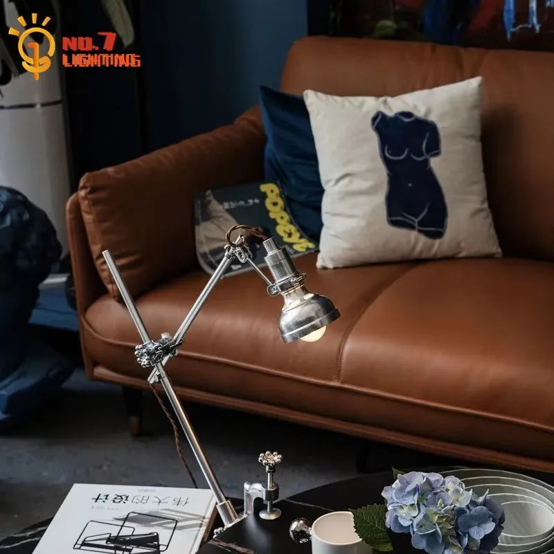Afralia™ Vintage Swing Arm Table Lamp LED E14 Retro Flexible Desk Light