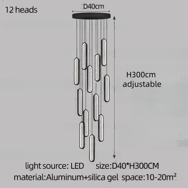 Afralia™ LED Staircase Branch Chandelier for Modern Living & Dining Rooms