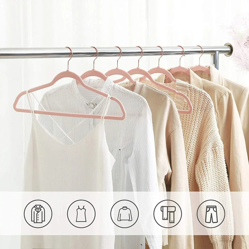 Afralia™ Seamless Flocking Gold Hook Magic Hanger for Dry/Wet Wardrobe Storage & Display Stand