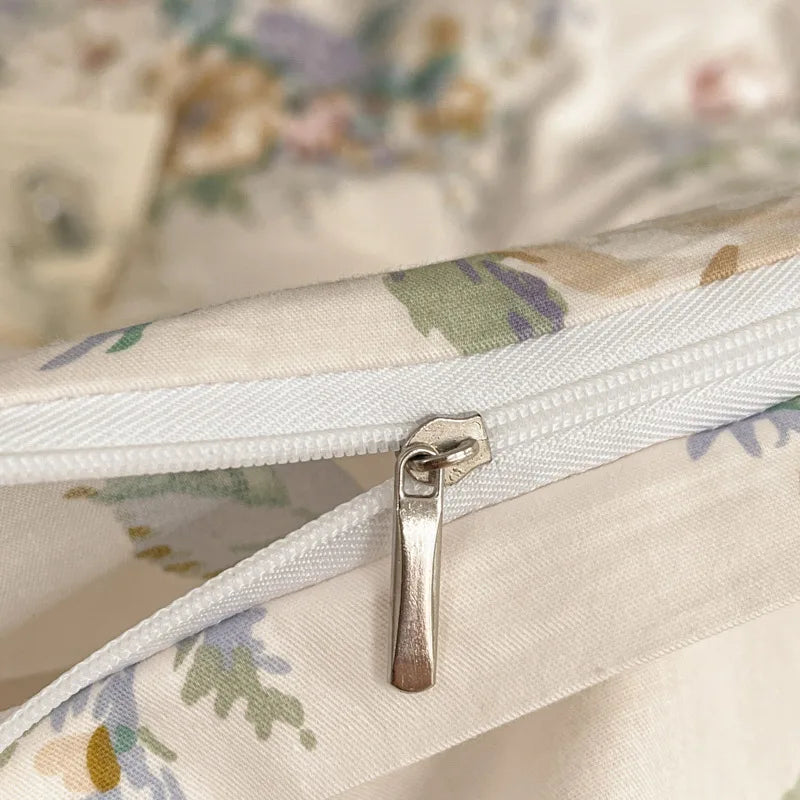 Afralia™ French Pastoral Princess Lace Bedding Set with Ruffles, 100% Cotton, Queen King